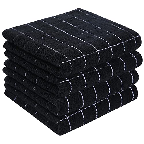 100% Cotton Terry Kitchen Towels (Black / 13 X 28 - 4 Pack)