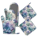 Succulent Botanical Floral Oven Mitts and Pot Holders Sets of 4 (Succulent Botanical Floral)