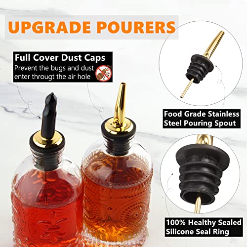 Coffee Syrup Dispenser Bottles Set 2 Pack 7 OZ Simple Small Syrup Bottles Set with Metal Pour Spout Ideal for Coffee Syrups