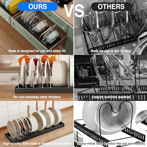 Pots and Pans Organizer Under Cabinet (Black)