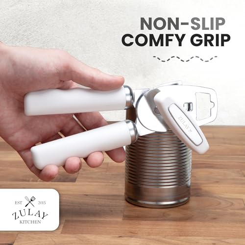 Manual Can Opener Heavy Duty Patented Stainless Steel (White / Comfy Grip)