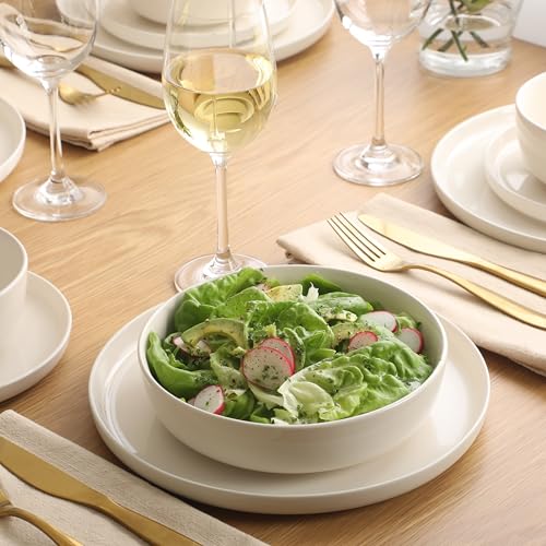 Serenity 16 Piece Modern Porcelain Dinnerware Set for 4 (Linen White (Serenity) / Service for 4 (16pcs))