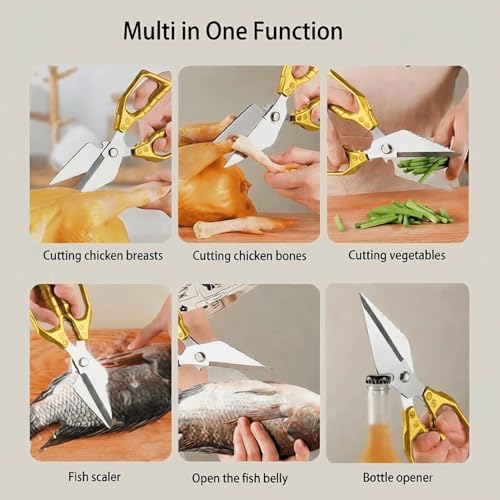 Gold Kitchen Scissors Heavy Duty All Purpose Kitchen Shears for Food (Gold)