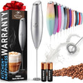 Zulay Powerful Milk Frother for Coffee with Upgraded Titanium Motor (Beta Silver / Z1 Motor + Batteries)