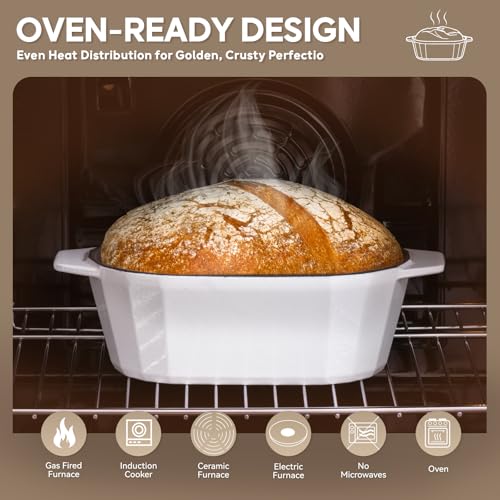 Enameled Cast Iron Dutch Oven for Bread Baking (White)