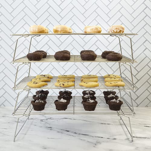 4 Tier Stackable Cooling Rack Space Saving Baking Set (15’’ x 10’’ 4-Tier)