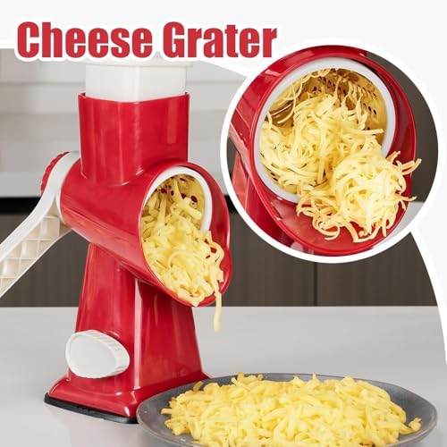 Rotary Cheese Grater Hand Crank Red (3 IN 1 / Red)