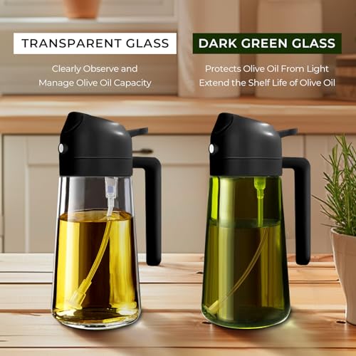4Pcs 16oz 470ml Glass Olive Oil Sprayer Set with Stickers (4Pcs Gift Set)