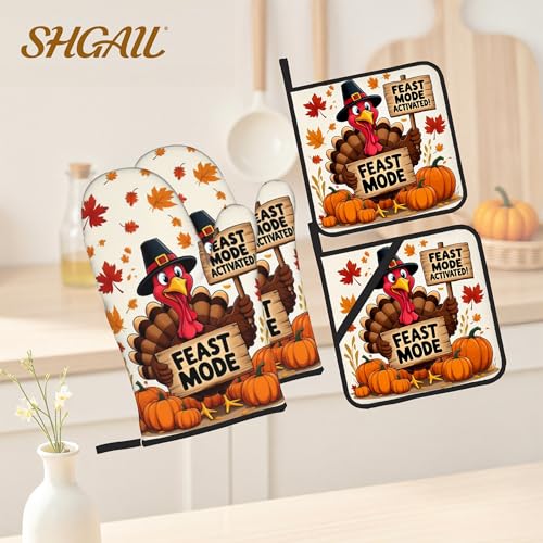 Turkey Oven Mitts with Matching Potholders (Feast Mode Turkey)