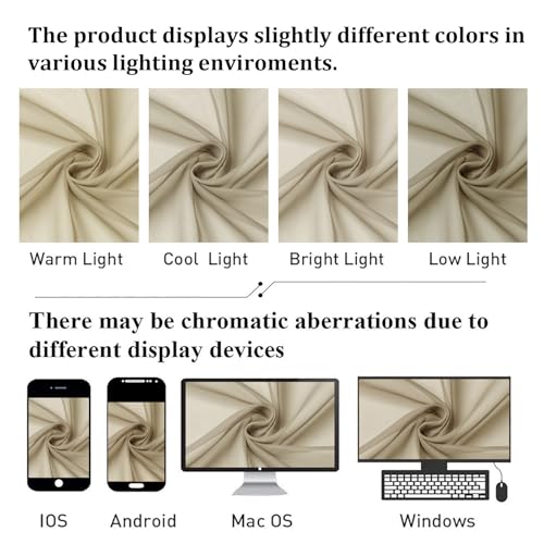 Taupe Sheer Curtains 108 Inches Long 2 Panels (Taupe / 59"W x 108"L (Pack of 2))