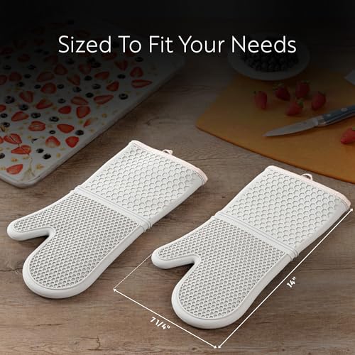 2 Piece Silicone Oven Mitts Set 1 Case of 13.98 x 7.28 x 1.57 Inches Cotton Lined Heat Resistant Gloves (Gray / Oven Mitt)