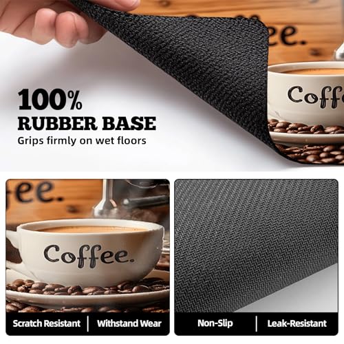 Dish Drying Mat Large Coffee Mat Absorbent Drying Mat for Kitchen Counter Coffee Bar Accessories 32"x 17" (Coffee and Beans 2)