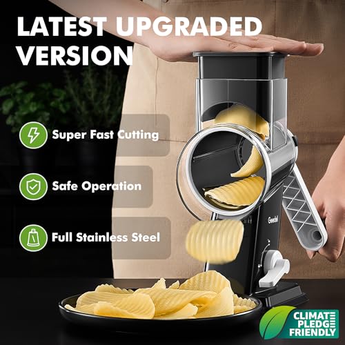 Upgraded Rotary Cheese Grater Hand Crank (Black / 4 Blades)