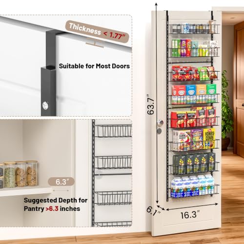 8 Tier Pantry Door Organizer (Black / 8-Tier)