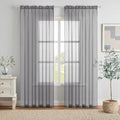 Charcoal Grey Sheer Curtains 54 X 96 Inches (Charcoal Grey / 54"W x 96"L (Pack of 2))