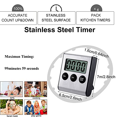 4 Pack Digital Kitchen Timer Magnet (4 Pack)