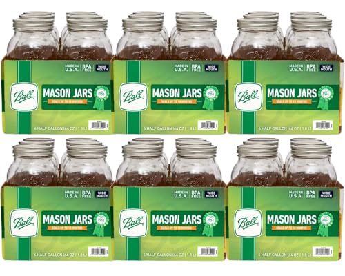 Wide Mouth Glass Mason Jars with Lids and Bands (64 Ounce (Pack of 36))