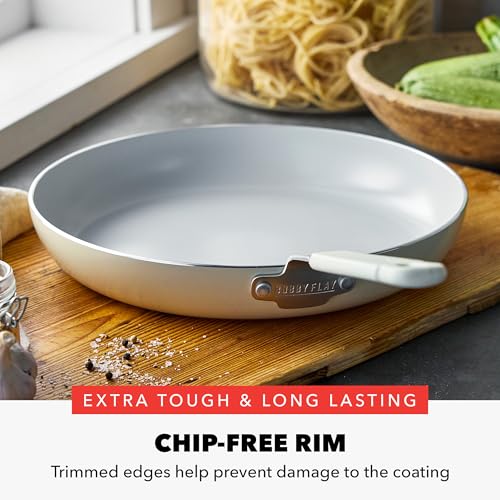 x Bobby Flay 12" Diamond Ceramic Nonstick Frying Pan (12" Frying Pan Skillet / Cream)