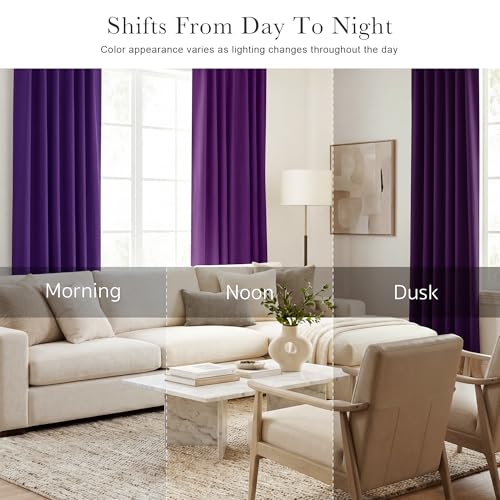 Blackout 80 inch Length Curtains 2 Panels Set (Purple / 42"W x 80"L (Pack of 2))