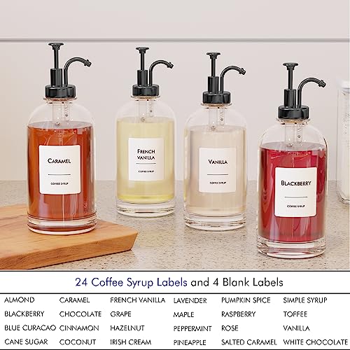 16.9 oz 500 ml Coffee Syrup Dispenser Set (2 Pack / Black)
