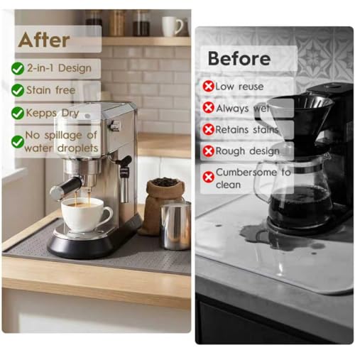 Coffee Mat with Raised Edges (Gray / 10" x 14")