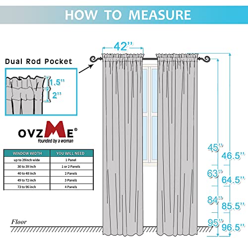 2 Panels Sheer Window Curtain Panels 96" Length for Bedroom (Navy Blue / 42"W x 96"L (Pack of 2))