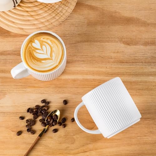 Ceramic Coffee Mugs Set of 4 (Bright White / 14 OZ (Set of 4))