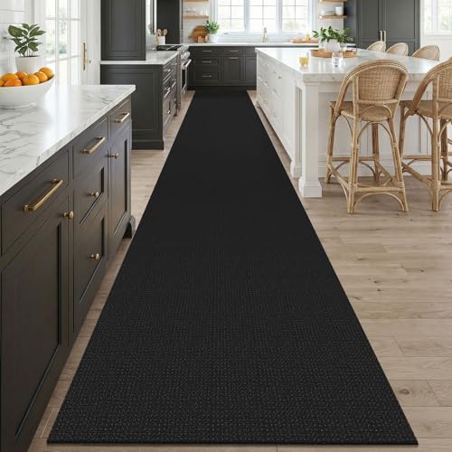 Black 3x20 Runners Rugs for Hallway (Black/Dark Grey / 3' x 20' (Runner))