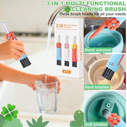 3 in 1 Cup Lid Cleaning Brush (Red, Pink, Blue(3pcs))