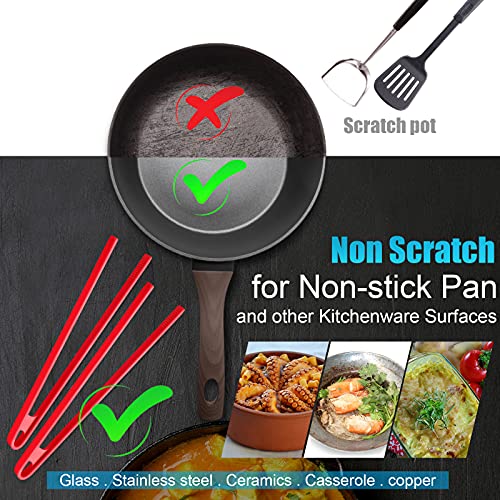 2 Pcs 11.8 Inch Silicone Cooking Tongs Tweezers (Red)