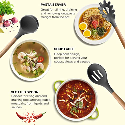 Silicone Cooking Kitchen Utensils Set (Gray)