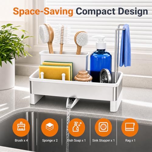 Sponge Holder for Kitchen Sink (White)
