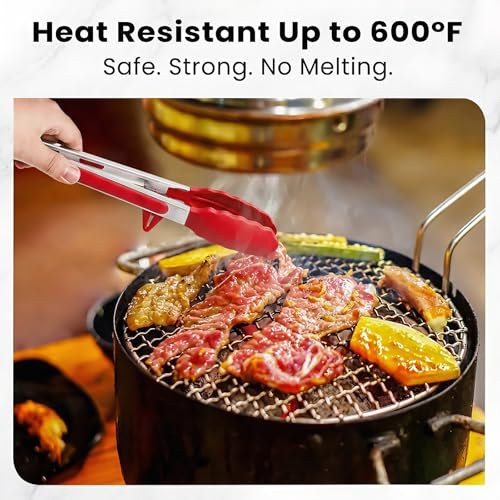 Kitchen Cooking Tongs Set (Red)
