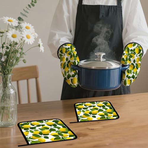 Lemon Oven Mitts and Pot Holders Set (Lemon)