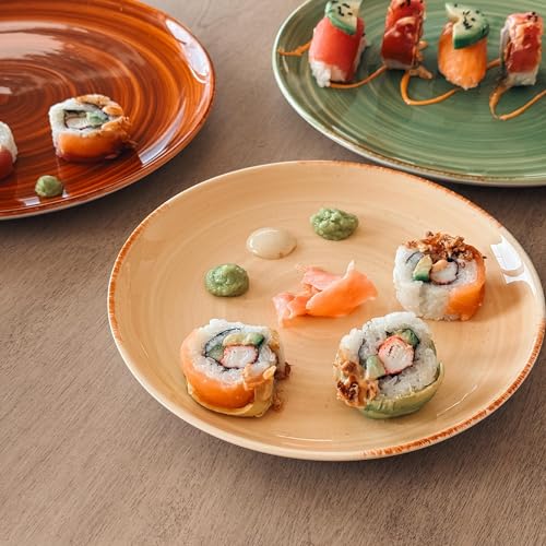 Ceramic Helix Swirl Salad Plates Set of 6 (8 In / Earth Colors)