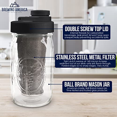 Mason Jar Cold Brew Coffee Maker Infuser (Cold Brew Kit 1 Quart (32 Ounces) / Black)