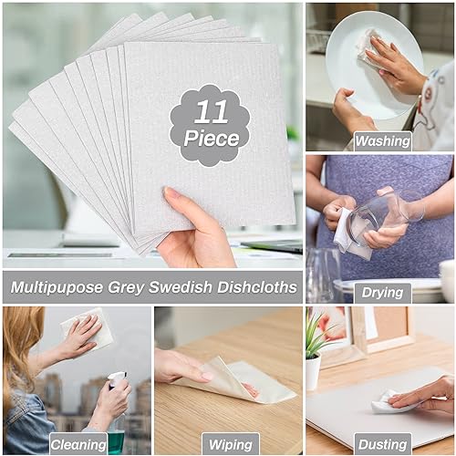 11 Pack Swedish Dishcloths (11 Pack-grey)