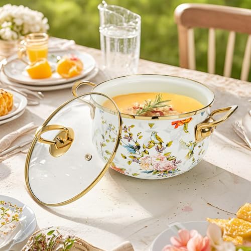 2.8 Quart Enamel Stockpot with Glass Lid