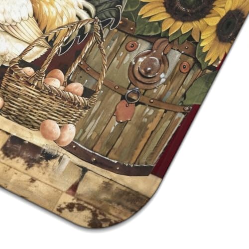 Rooster Dish Drying Mat Drainer Pads (Burgundy / 18"x24")