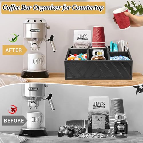 Coffee Station Organizer for Counter (Black Carving)