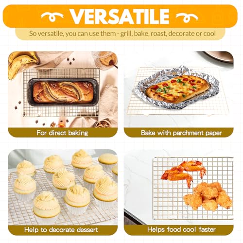 2 PCS Cooling Racks for Cooking and Baking (10‘’x15‘’-Gold)