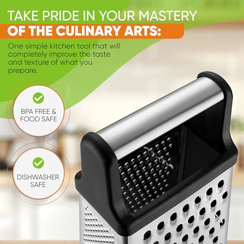 Stainless Steel XL Cheese Grater for Kitchen (Black / XL)