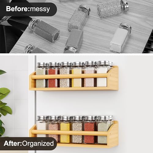 2 Pack Magnetic Spick Rack for Refrigerator (2 Pack - Standard / Wood)