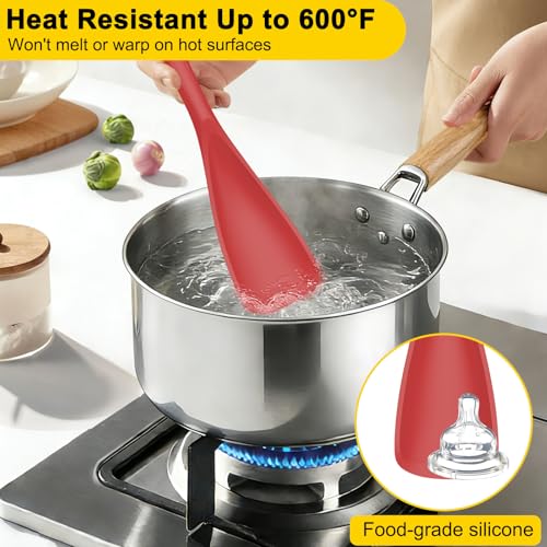 Silicone Cooking Spoons for Nonstick Cookwares (Black/Blue/Red)