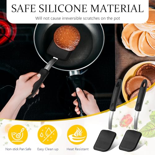 2 Pcs Mini Silicone Cookie Brownie Spatula (Solid Flat / Black)