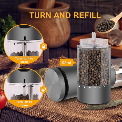Electric Salt and Pepper Grinder Set USB Rechargeable (Charging Base-Space Gray Set)