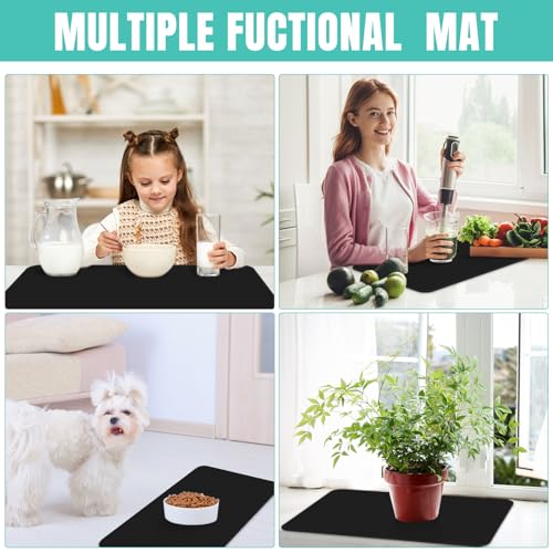 Coffee Mat Super Absorbent Dish Drying Mat Coffee Bar Mat 17"x 30" (Black / 17" x 30")