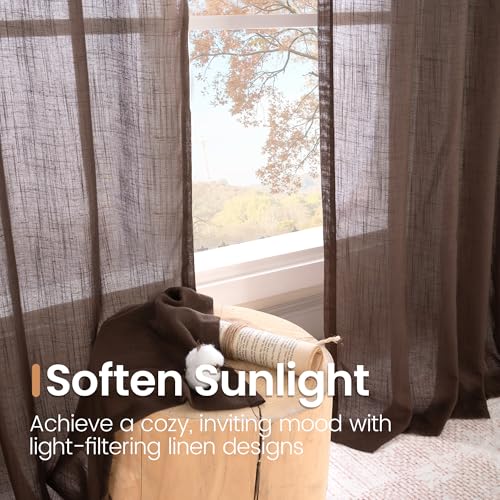 Extra Long 108 Inch Length Curtains for Living Room Windows (Brown / 52"W x 108"L (Pack of 2))