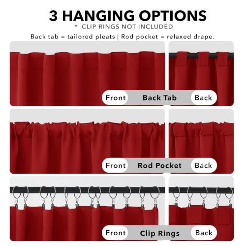 Blackout Curtains for Bedroom (Red / 42"W x 63"L (Pack of 2))