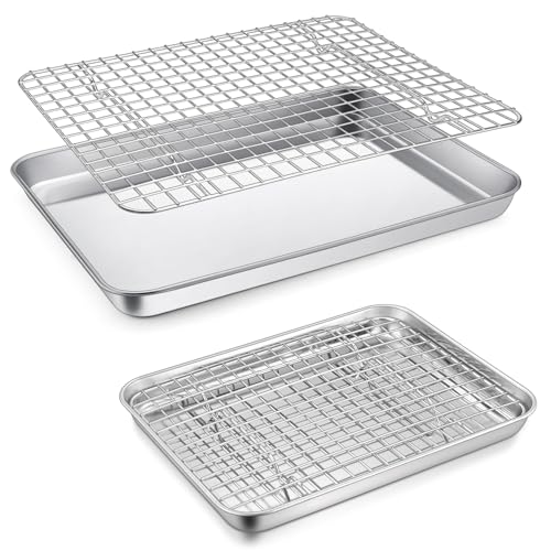 12.5+9 Inch Toaster Oven Pan Tray with Wire Rack (12.5 + 9 Inch)